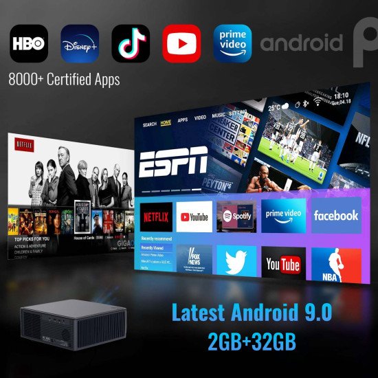 WZATCO Alpha X LED 1080P Smart Projector