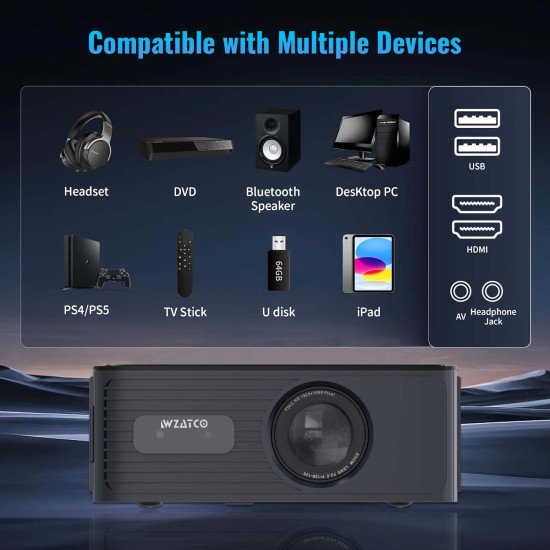 WZATCO Alpha X LED 1080P Smart Projector